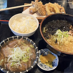 Soba Yakiniku Fukurou - 鳥中華と牛スジ煮込みセット＆ゲソ天