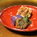 長島 - 4.甘鯛のアーモンド焼 鱧の八幡巻き 紫芋