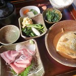 さしみや - 鯖の味噌煮+刺身