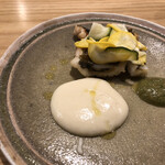 吉花 - 北海道の穴子めっちゃ美味しくてびっくり！予想外でした！ソースがラフランスとケッパーで真逆の風味を楽しめてよかった