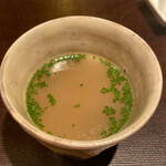 鮨菜 和喜智 - 牡丹海老の頭とホッキ貝で取ったお出汁