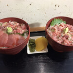 加瀬 - 中トロと中落ち丼大盛りに、中落ち丼大盛り。