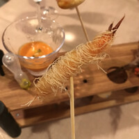 Recette - 甘エビのカダイフ揚げ、ミニピザ、ガスパチョ。
