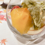 うを徳 - 自家製抹茶アイス、クィーンニーナ、柿、林檎