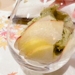 うを徳 - 自家製抹茶アイス、クィーンニーナ、柿、林檎