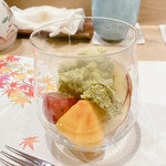 うを徳 - 自家製抹茶アイス、クィーンニーナ、柿、林檎