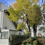 A WORKS - お店の外観、公園の横にあり、公園には平日でも長蛇の列です。