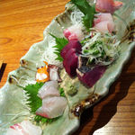 旬彩 一徳 - 刺身（金目、黒鯛、真鯛、ヒラメ、カンパチ、タコ、カツオ）