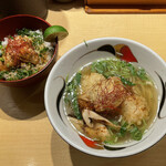 饗 くろ喜 - 「真河豚（まふぐ）と松茸の塩そば」2500円＆「真河豚の炙り刺身めし」500円