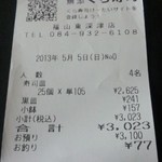 無添くら寿司 - レシート（2013.05.05)