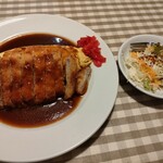 フジオ軒 - デミオムライスとトンカツ　1050円