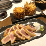 美酒トロ 徳川さん - ・大トロ鮪フライ、とうもろこしのかき揚げ