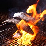 Black grilled seasonal fish
