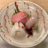 すぎ山 - 造里（鮪、カンパチ、烏賊、芽もの一式）