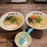 麺屋イロトヤ - 左:魚介白湯味噌　右:限定ベジポタ