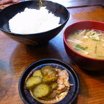 Imazato Teppanyaki - ご飯とみそ汁と香の物
