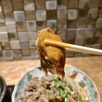 北新地 つきしろ - 黄身を付けたらこんな感じ〜(￣▽￣)ﾆﾔﾘｯ