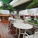 Quebom! Riverside Cafe e Bar - 雨の日のテラス席。お天気が良い日だったらここに座りたかったな。