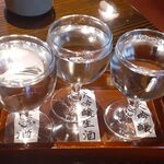 蔵の料亭 さかばやし - 生酒きき酒(飲み比べ) 左：純米生酒 真ん中：大吟醸生酒 右：大吟醸