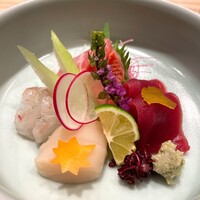 寿司 はせ川 心斎橋本店 - 造里/本鮪、平目、金目鯛、帆立