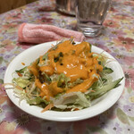 行徳ビリヤーニーハウス - サラダのドレッシングは酸味が抑えられたマイルドな味わいです。