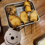 Kushi Katsu Dengana Oofuna Ten - 季節の串5本串セット Seasonal Meat and Vegetable Assortment 5 Skewers at Kushikatsu Dengana, Ofuna！♪☆(*^o^*)