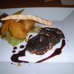 まかないや - 鹿児島産六白黒豚の黒ゴマ揚げバルサミコソース