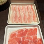 ゆず庵 - お肉(熟成牛しゃぶしゃぶ、三元豚バラ、三元豚ロース)
