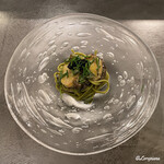 カーサ・デル・チーボ - 鮑の肝を練り込んだタリオリーニに鮑とキャビアの冷製パスタ