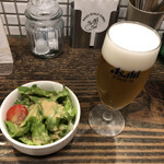 茄子おやじ - サラダ＆ビール