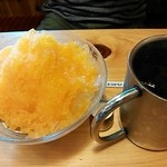 コメダ珈琲店 - ミニかき氷マンゴーとアイスコーヒーのセット
            
