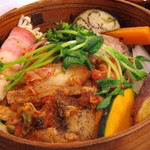 ひのき - 豚と季節野菜の10品目￥980+キムチ￥100