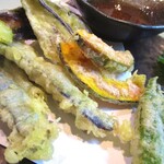 Tempura with fresh swordfish and autumn vegetables