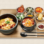 Stone grilled cheese dakgalbi bowl x pure tofu jjigae papusan