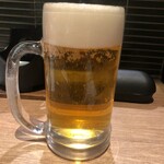 Oshika Hantou Asaichi Ten - 「パーフェクトサントリービール(中ジョッキ)」(480円)