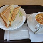 Cafe Atto Yuru - ホットピザサンド ドリンクセット (ホットピザサンド 厚焼き卵 + ほっとりんご)