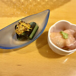 Ohashidokoro Nadeshiko - 秋茄子の鶏味噌田楽、生ハムポテサラ。このポテサラがめっちゃ美味しかったんですლ(´ڡ`ლ)　