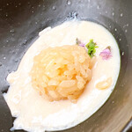 鮨おばな - 白子を食してから追いシャリ。これで白子リゾットの完成