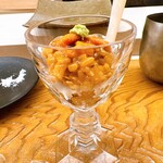 鮨おばな - 名物のウニパフェ。浜中産の馬糞が贅沢に使われております