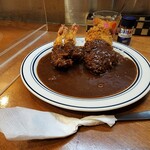 カレーの南海 - エビフライカレー大辛の辛口+メンチカツ　1000円+330円