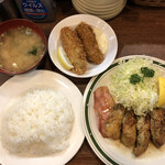 かつれつ四谷たけだ - カキバター焼定食＋カキフライ（アップ１）