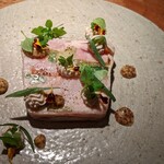 plate - 仔兎のテリーヌ、おおまさり落花生のペーストなど