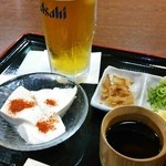 ふくふく亭 - ビールセット・自家製おぼろ豆腐セット(会員価格600円)