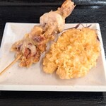 セルフうどん麺太郎 - イイダコの天ぷら、鶏天