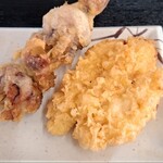 セルフうどん麺太郎 - イイダコの天ぷら、鶏天