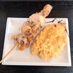 セルフうどん麺太郎 - イイダコの天ぷら、鶏天