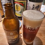 居酒屋 ヨーテル - 三冷ホッピーの黒。黒は泡を楽しむのだそう。