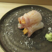 鮨 大門 - クエのウニ巻き