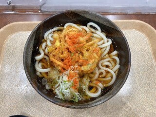 羽生製麺処 - かけうどん中盛に野菜かけ揚げ　810円税込