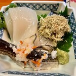 酒どこ べらぼう - お造り：いか、しめ鯖、はたはたずし